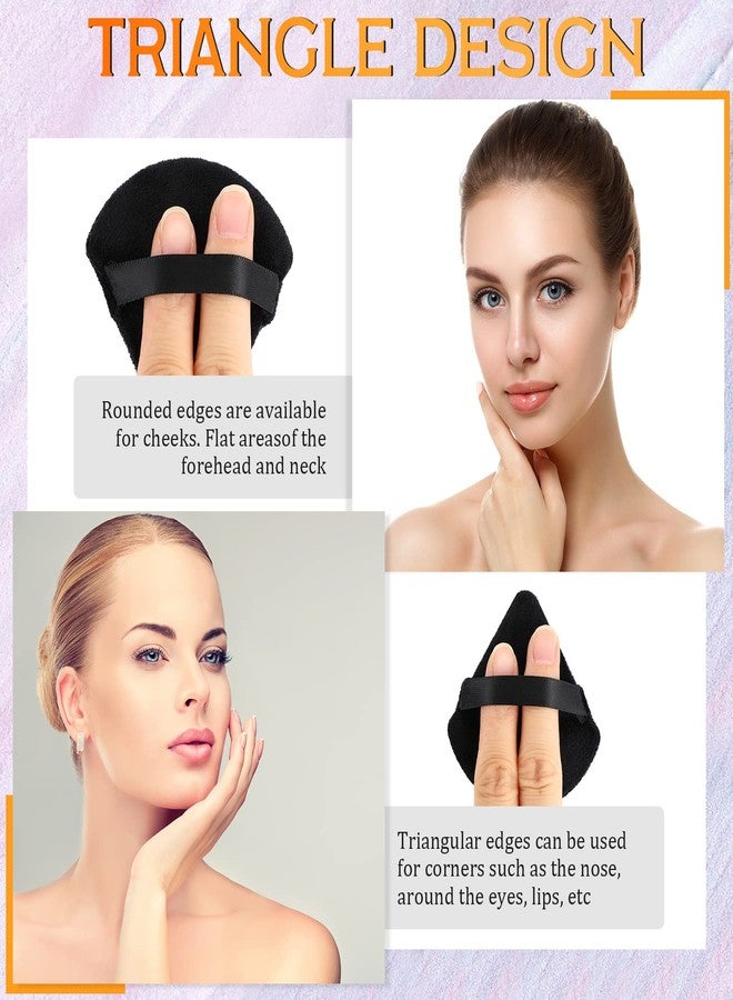 Meanplan 100 Pcs Powder Puff Face Soft Makeup Sponge Triangle Powder Puffs for Loose Velour Cosmetic Foundation Wet Dry Sponge Makeup Tools(Black) - Image 5